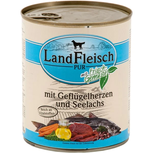 Landfleisch Nassfutter Dog Pur Geflügelherzen & Seelachs 3 Landfleisch Nassfutter Dog Pur Geflügelherzen & Seelachs