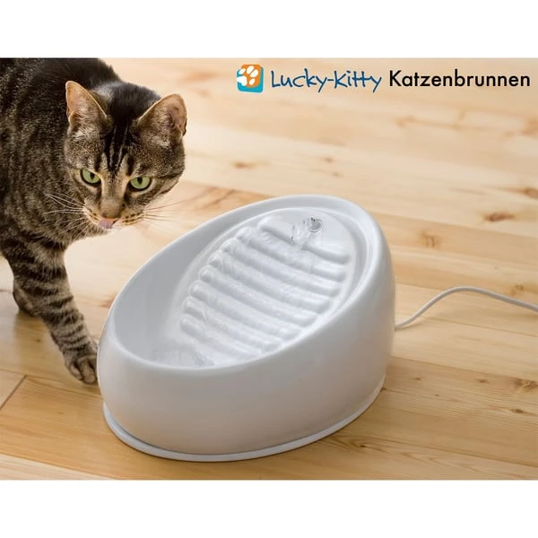 Lucky-Kitty Katzenbrunnen Aus Keramik, Weiß 5 Lucky-Kitty Katzenbrunnen Aus Keramik, Weiß – Bild 3