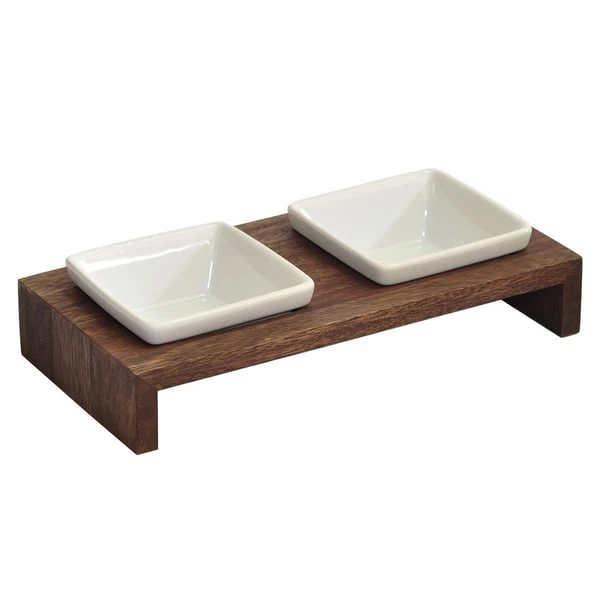 Replus Futterstation Meshidai Doppelnapf Walnuss 5 Replus Futterstation Meshidai Doppelnapf Walnuss – Bild 3