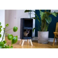 ZooRoyal Kratztonne Ava 85cm Filz Anthrazit -Heimtierbedarf Geschäft zooroyal kratztonne ava 6